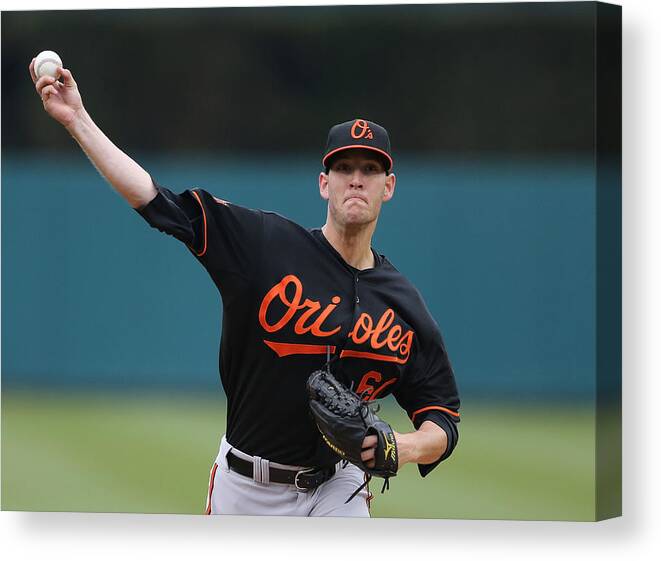 American League Baseball Canvas Print featuring the photograph Baltimore Orioles V Detroit Tigers by Leon Halip