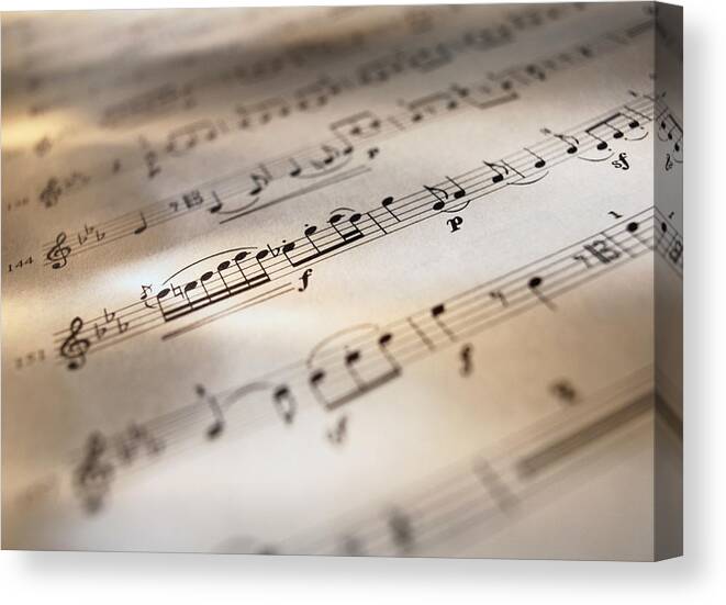 Sheet Music Canvas Print featuring the photograph Detail Of Sheet Music #2 by Ryan Mcvay
