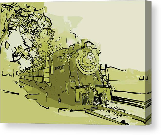 Steam Locomotive Canvas Print featuring the mixed media Steam Locomotive #2 by Christopher Reed