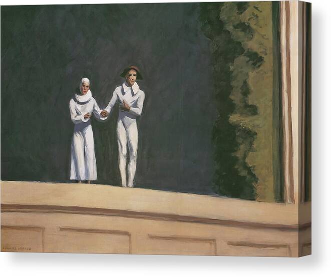 Edward Hopper Canvas Print featuring the painting Two Comedians by Edward Hopper