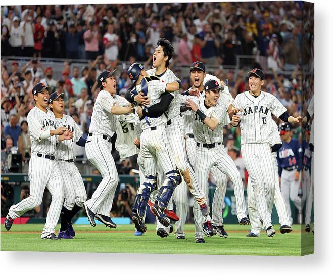 Celebration Canvas Print featuring the photograph Shohei Ohtani #3 by Megan Briggs