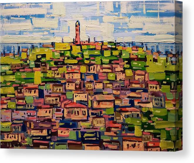 Cityscape Canvas Print featuring the painting Facades #5 by Enrique Zaldivar