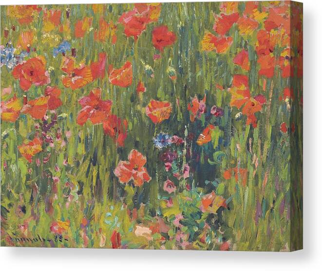 Flowers Canvas Print featuring the painting Poppies by Robert William Vonnoh