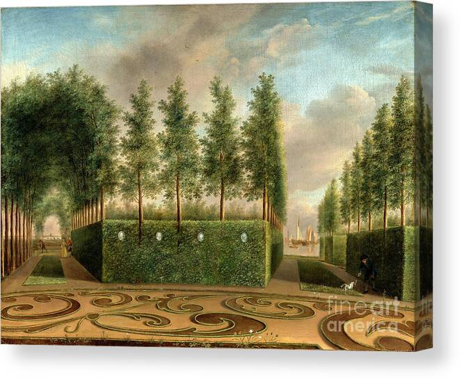 Vintage Art Canvas Print featuring the painting A Formal Garden by Audrey Jeanne Roberts
