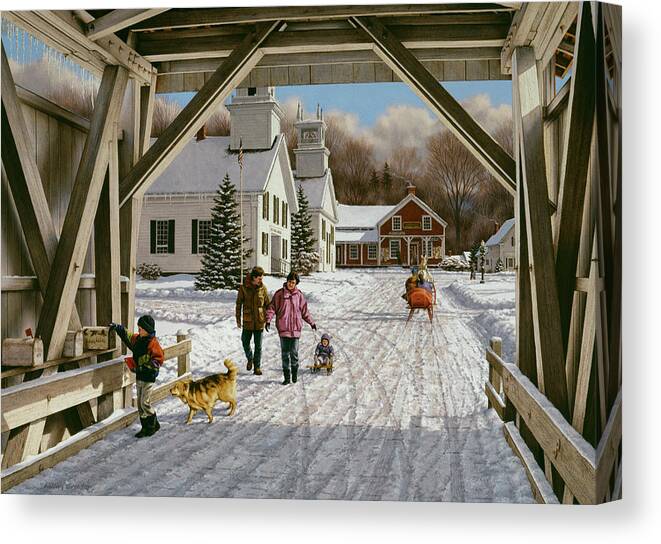 New England Winter Canvas Print featuring the painting A Letter For Santa by William Breedon