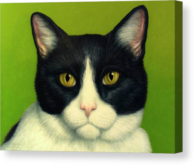 Serious Canvas Print featuring the painting A Serious Cat by James W Johnson