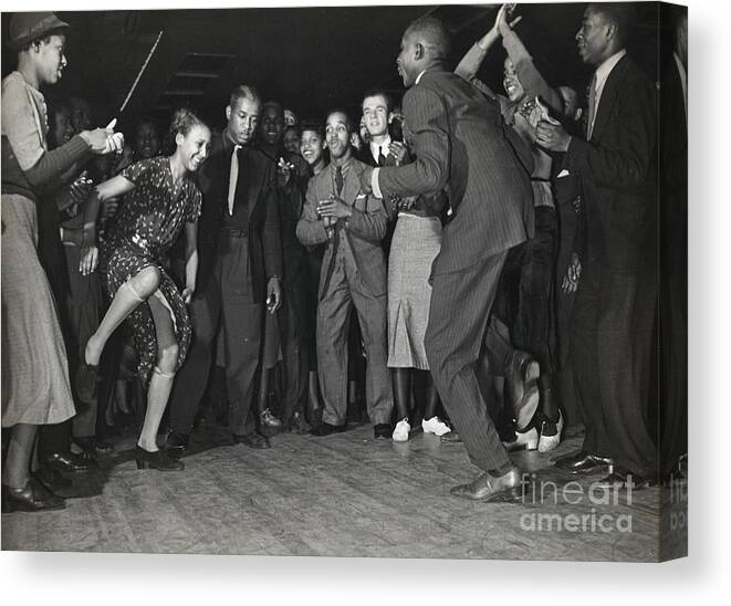 People Canvas Print featuring the photograph African Americans Dancing In Harlem by Bettmann