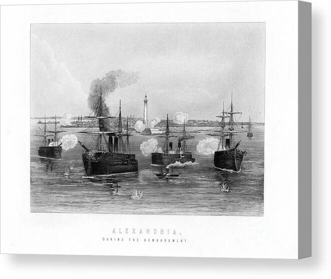 Engraving Canvas Print featuring the drawing Alexandria, During The Bombardment by Print Collector