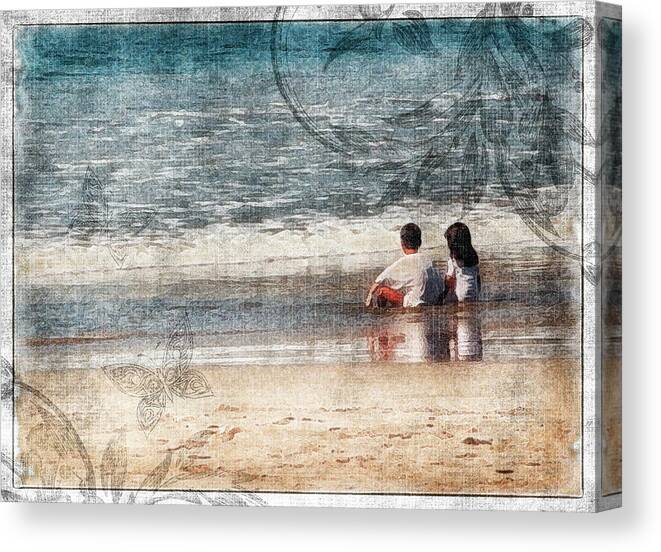 Amigos Canvas Print featuring the digital art Amigos Mexico - Kids in the Beach by Doreen Erhardt