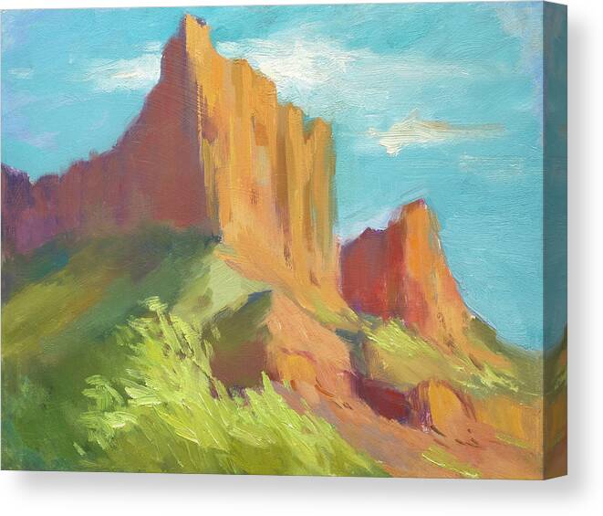 Angel Rock Canvas Print featuring the painting Angel Rock Zion by Diane McClary