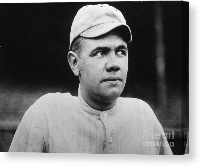 People Canvas Print featuring the photograph Babe Ruth Portrait Boston 1916 by Transcendental Graphics
