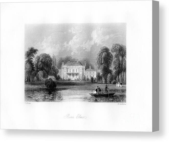 Tranquility Canvas Print featuring the drawing Barn Elms, Richmond Upon Thames, 19th by Print Collector