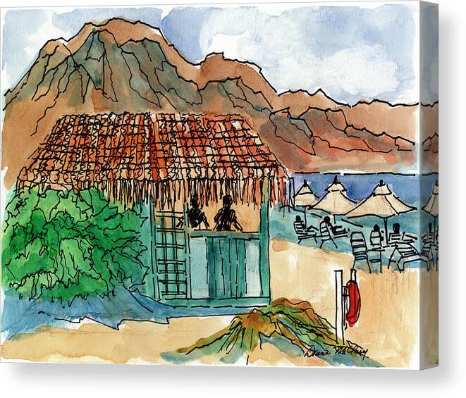 Beach Canvas Print featuring the painting Beach Shack by Diane McClary