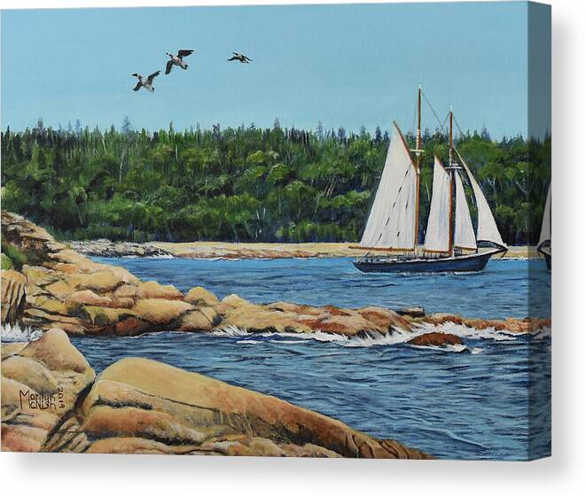 Schooner Canvas Print featuring the painting Bluenose II Sailing by Marilyn McNish