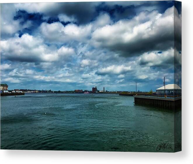 Waterfront Canvas Print featuring the photograph Boston Harbor by Chris Montcalmo