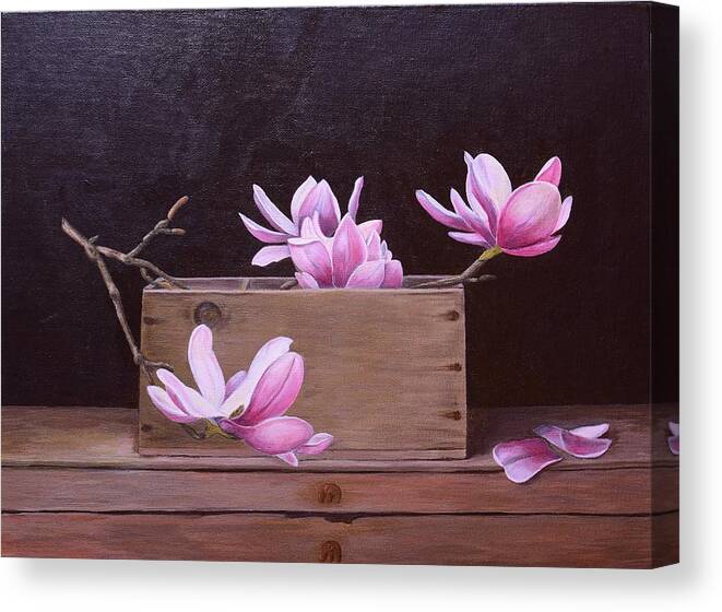 Magnolias Canvas Print featuring the painting Boxed Magnolias by Jimmy Chuck Smith