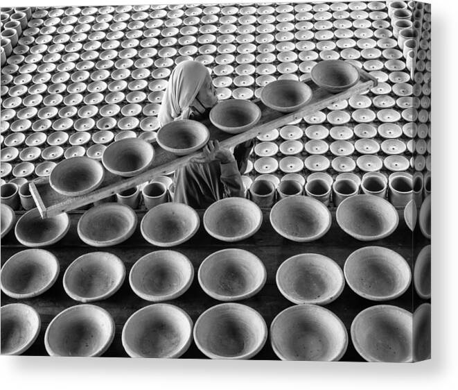 Person Canvas Print featuring the photograph Bring Pottery by Antonyus Bunjamin (abe)