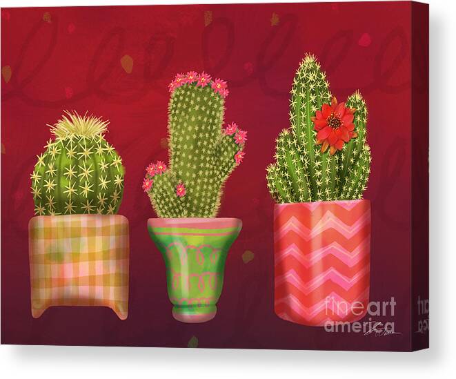 Cactus Canvas Print featuring the mixed media Cactus Friends I by Shari Warren