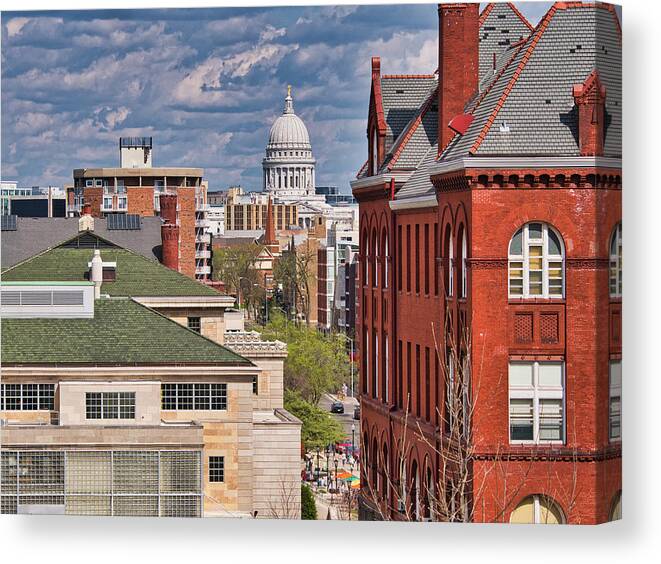 Madison Canvas Print featuring the photograph Capitol from UW - Madison - Wisconsin by Steven Ralser