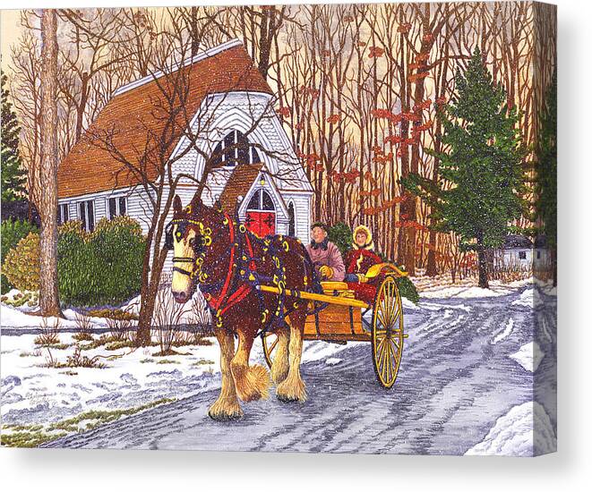 Clydesdale Canvas Print featuring the painting Chautauqua - Rooster's Ride by Thelma Winter