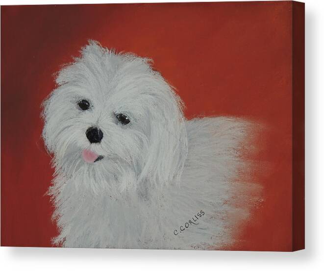 Dog Canvas Print featuring the pastel Chloe's Angel by Carol Corliss