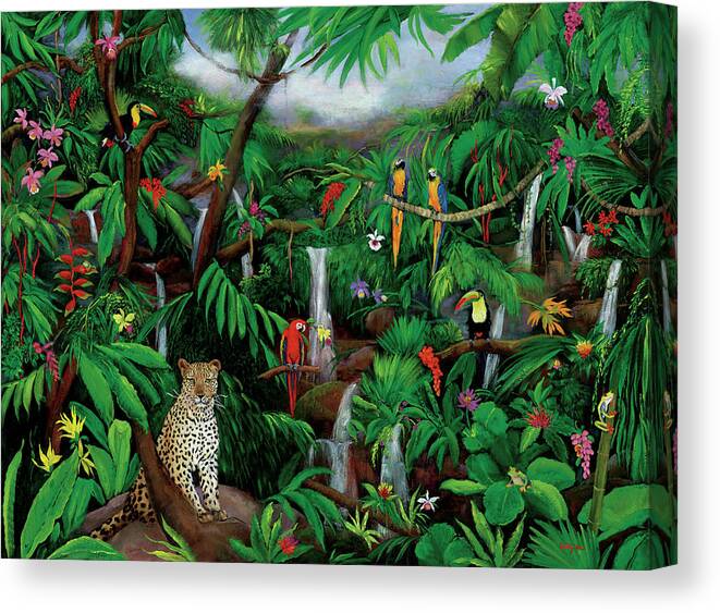Cloud Forest Creatures Canvas Print featuring the painting Cloud Forest Creatures by Betty Lou