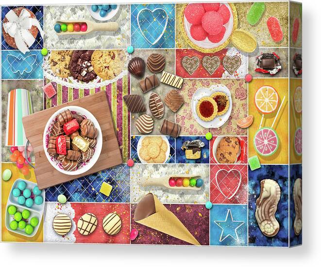 Confections Canvas Print featuring the digital art Confections Collage by Linda Carruth