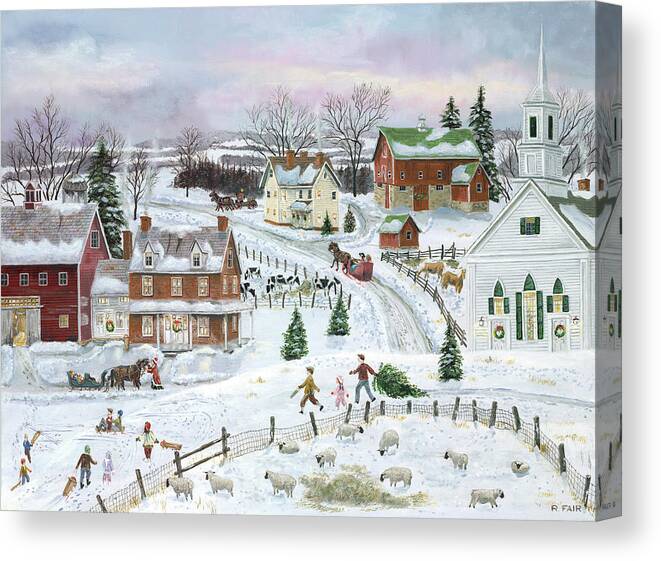 Country & Primitive Canvas Print featuring the painting Country Christmas by Bob Fair