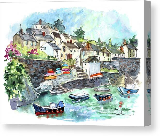 Travel Canvas Print featuring the painting Coverack On Lizard Peninsula 06 by Miki De Goodaboom