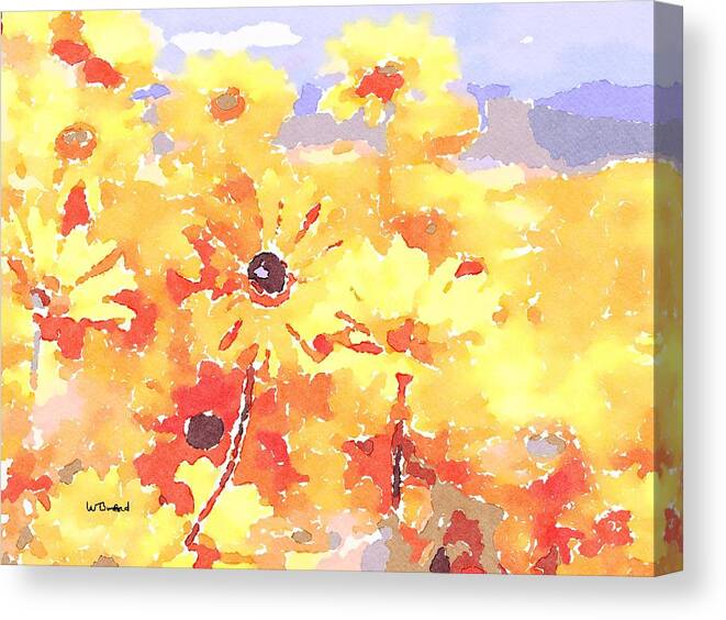 Yellow Canvas Print featuring the painting Daisies by Wade Binford
