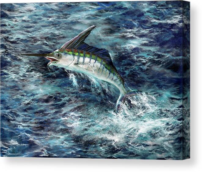 Ocean Canvas Print featuring the painting Deep Blue Marlin by Lynne Pittard