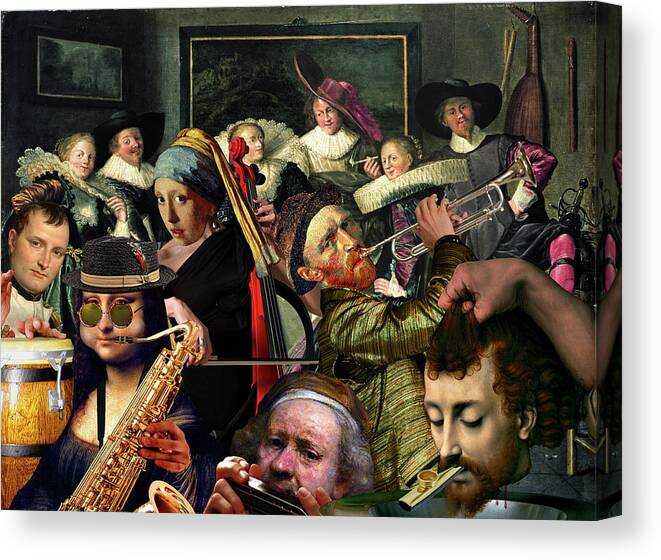 Dinner Music Canvas Print featuring the mixed media Dinner Music by Aberrant Art