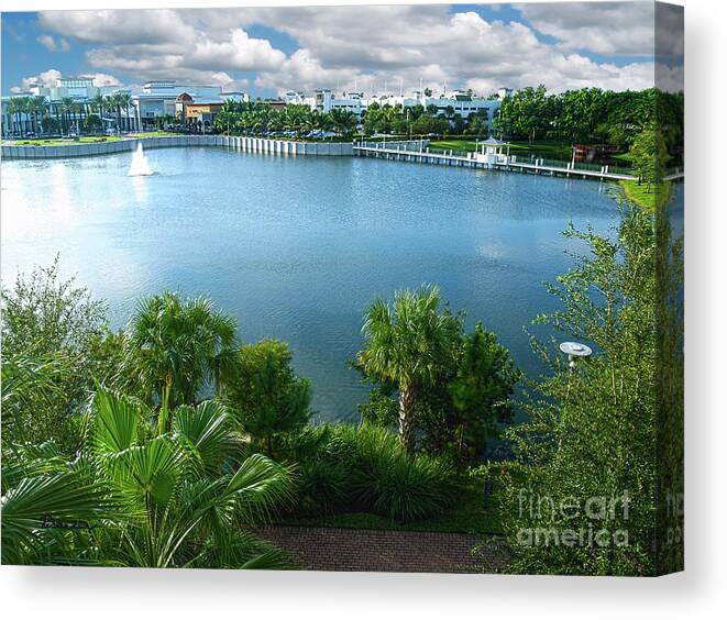 Art Canvas Print featuring the photograph Downtown at the Gardens Mall Palm Beach Florida C2 by Ricardos Creations