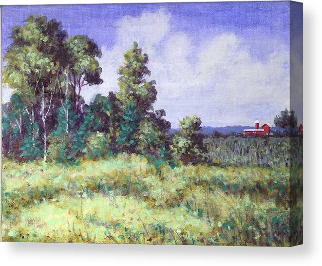 Trees Canvas Print featuring the painting Farm Country Sketch by Richard De Wolfe