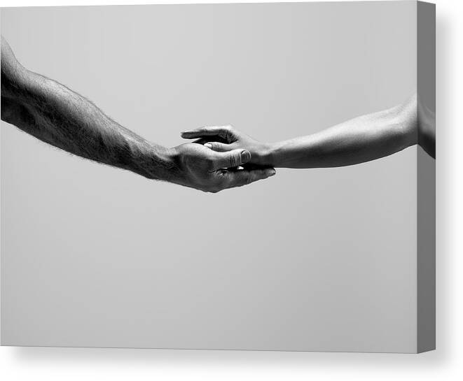 Young Men Canvas Print featuring the photograph Female And Male Hands by Jonathan Knowles