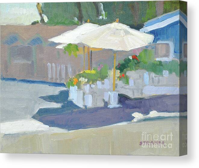 North Park Flower Stand Canvas Print featuring the painting Flower Stand North Park San Diego California by Paul Strahm