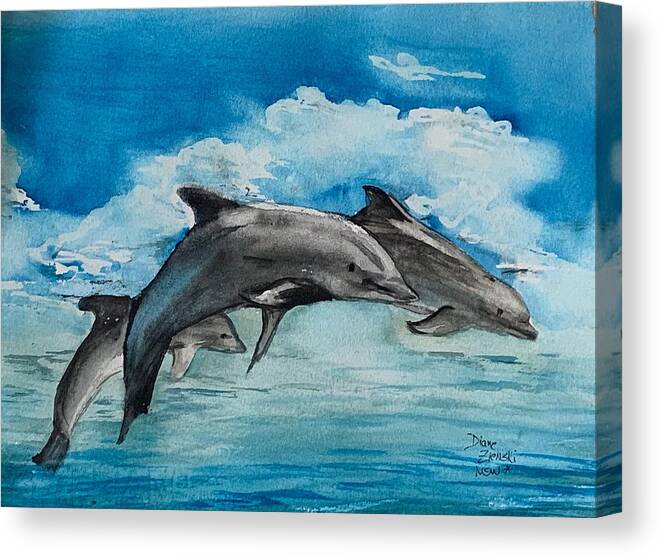  Canvas Print featuring the painting Flying by Diane Ziemski