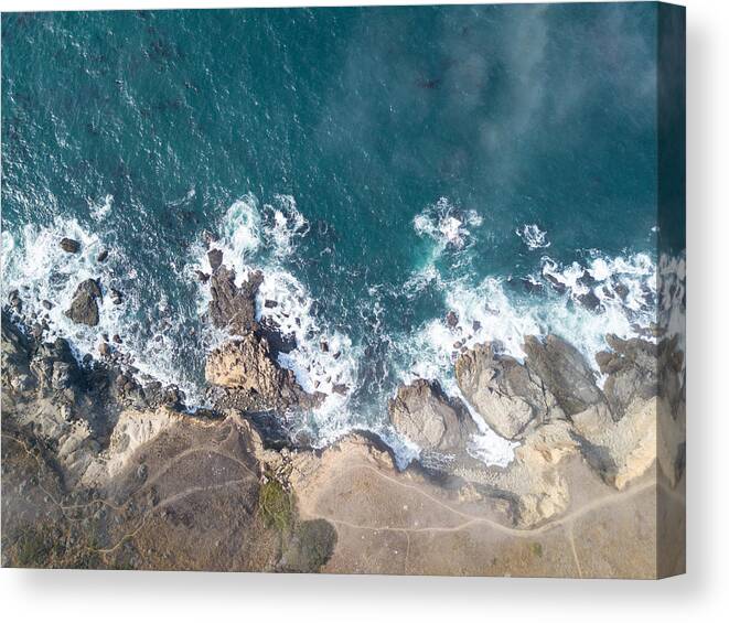 Landscapeaerial Canvas Print featuring the photograph Fog Begins To Drift Over The Scenic by Ethan Daniels