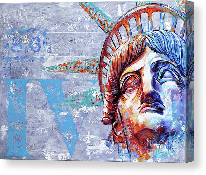 Statue Of Liberty Canvas Print featuring the painting Fourth by David Keenan