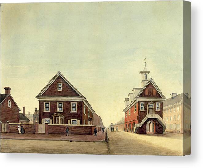 William Breton Canvas Print featuring the drawing Friends Meeting House and Old Courthouse by William Breton