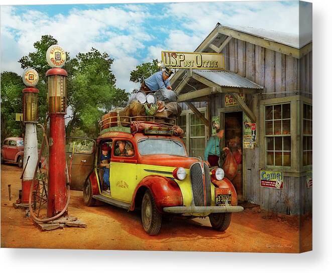 Gas Station Canvas Print featuring the photograph Gas Station - Fresh delivery to Pie Town 1940 by Mike Savad