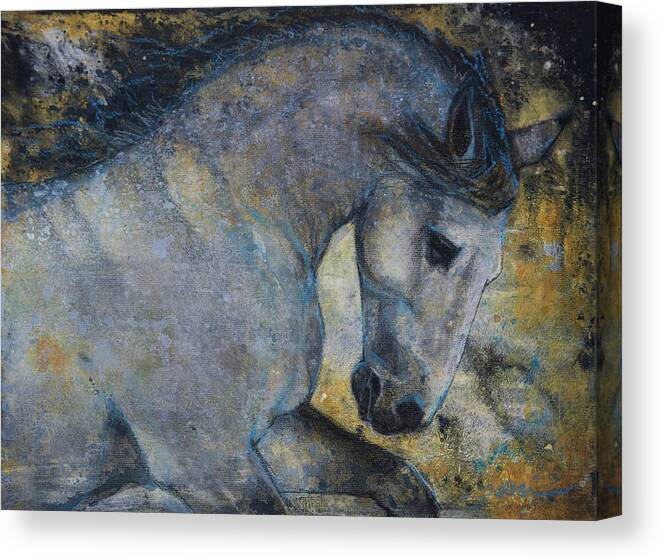 Horses Canvas Print featuring the mixed media Gentle Spirit by Jani Freimann
