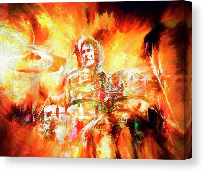 Ginger Baker Canvas Print featuring the mixed media Ginger Baker by Mal Bray