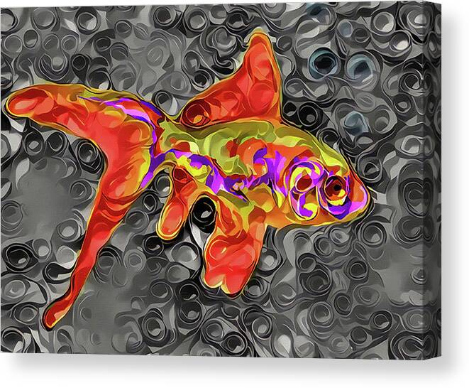 Abstract Canvas Print featuring the digital art Goldfish by Bruce Rolff