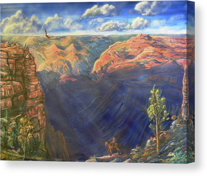 Arizona Canvas Print featuring the painting Grand Canyon and Mather Point by Chance Kafka