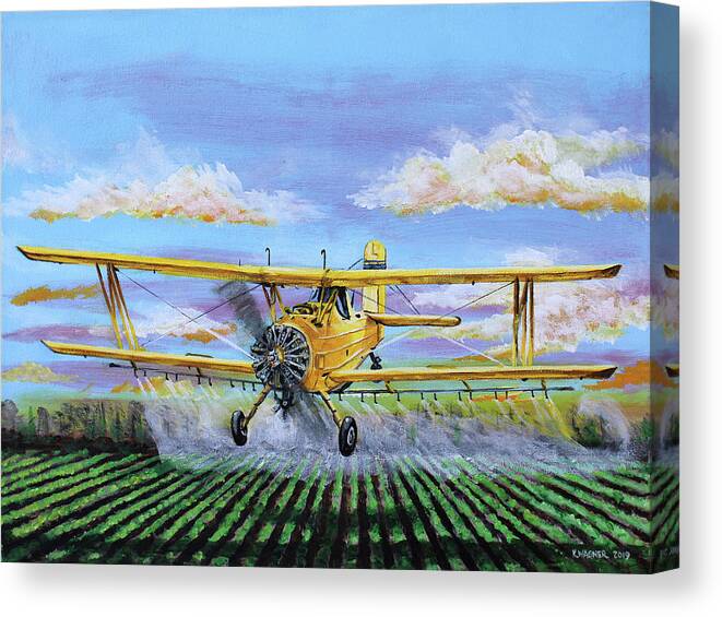 Ag Cat Canvas Print featuring the painting Grumman Ag Cat by Karl Wagner