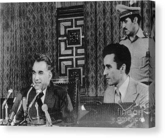 Mature Adult Canvas Print featuring the photograph Hafizullah Amin Giving Press Conference by Bettmann