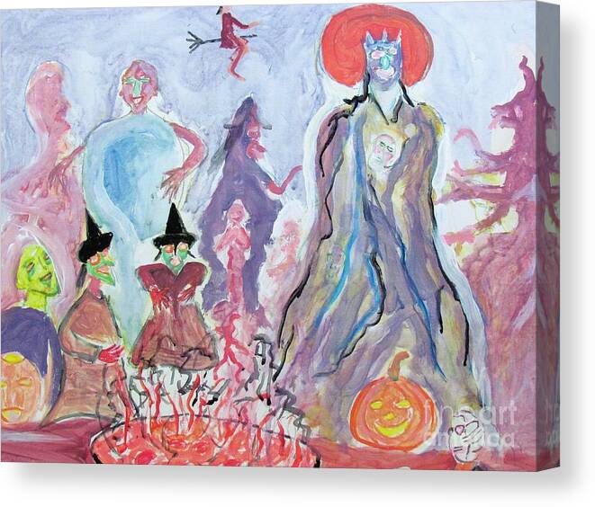 Halloween Canvas Print featuring the painting Halloween by Stanley Morganstein