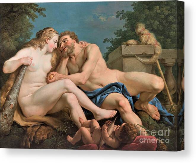 Uspd: Reproduction Canvas Print featuring the painting Hercules and Omphale by Thea Recuerdo