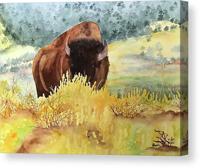 Yellowstone Canvas Print featuring the painting Here's Looking at You by Beth Fontenot